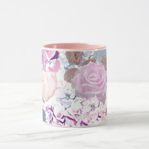 Mug Watercolor roses et hydrangeas.