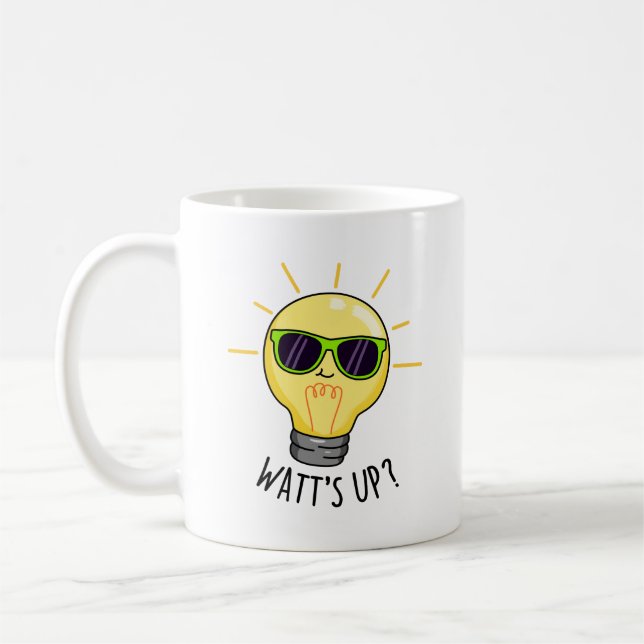 Mug Watts Up Funny Light Bulb Pun (Gauche)