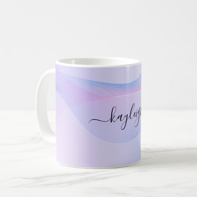 Mug Wavelines Abstraites bleu rose (Devant gauche)