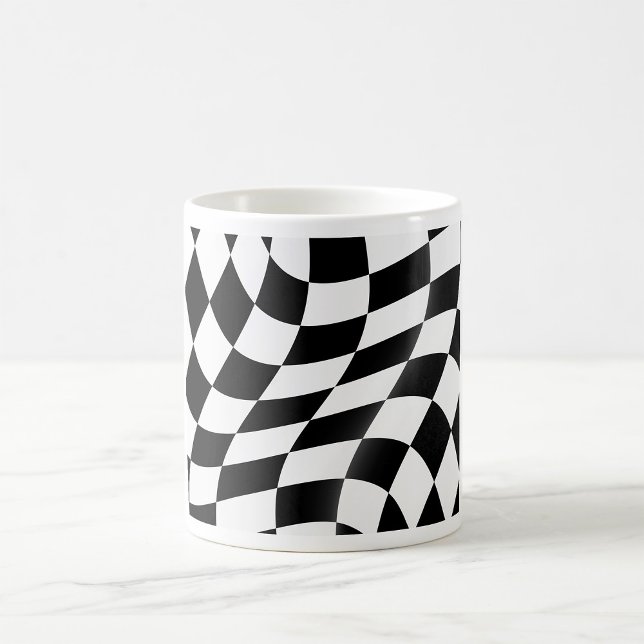 Mug Wavy Black and White Checkered Flag Racing (Créateur téléchargé)