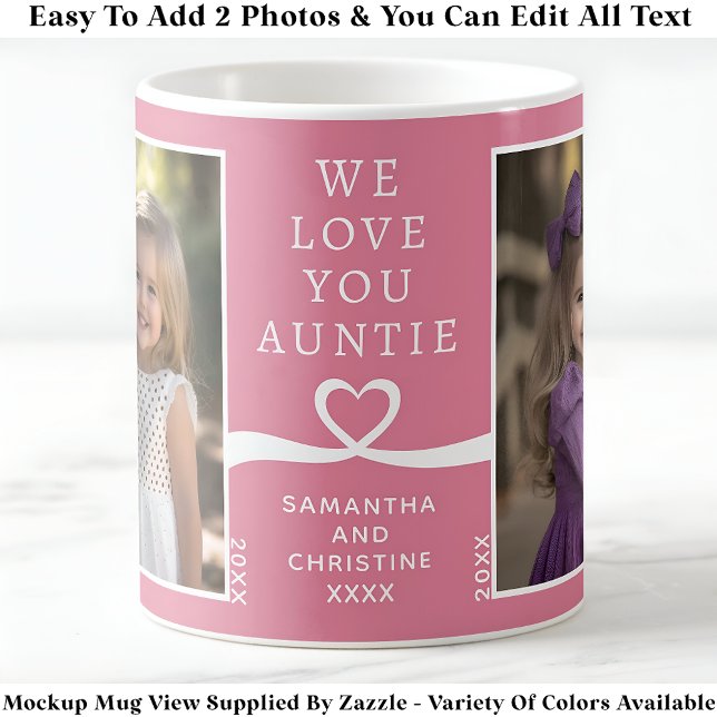 Mug We Love You Tante 2 Photo personnalisée rose moder (Créateur téléchargé)