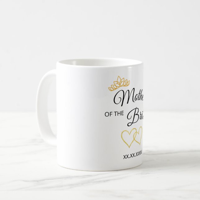 Mug Wedding Party Role & Date Elegant Design (Devant gauche)