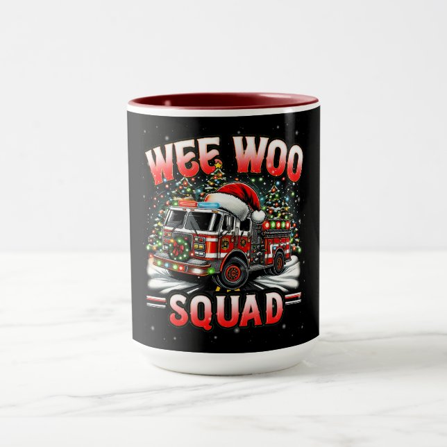 Mug WEE WOO Squad Christmas Design with Fire Truck  (Centre)