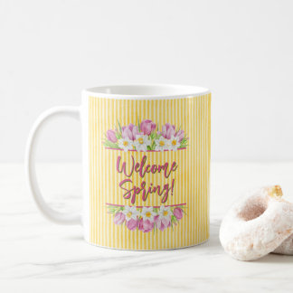 Mug Welcome Spring Tulip and Daffodil