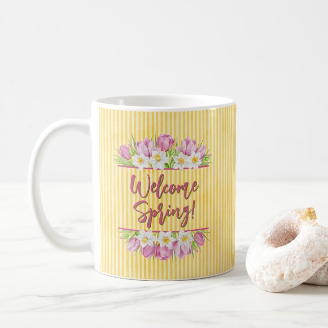 Mug Welcome Spring Tulip and Daffodil (Avec donut)