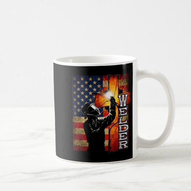 Mug Welder American Flag Welding Faith Cross Christian (Droite)