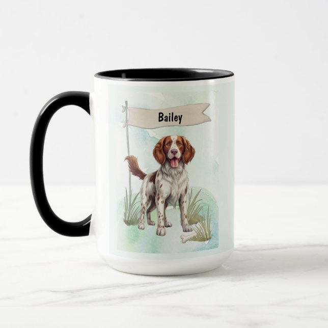 Mug Welsh Springer Spaniel Watercolor Personalized Dog (Gauche)
