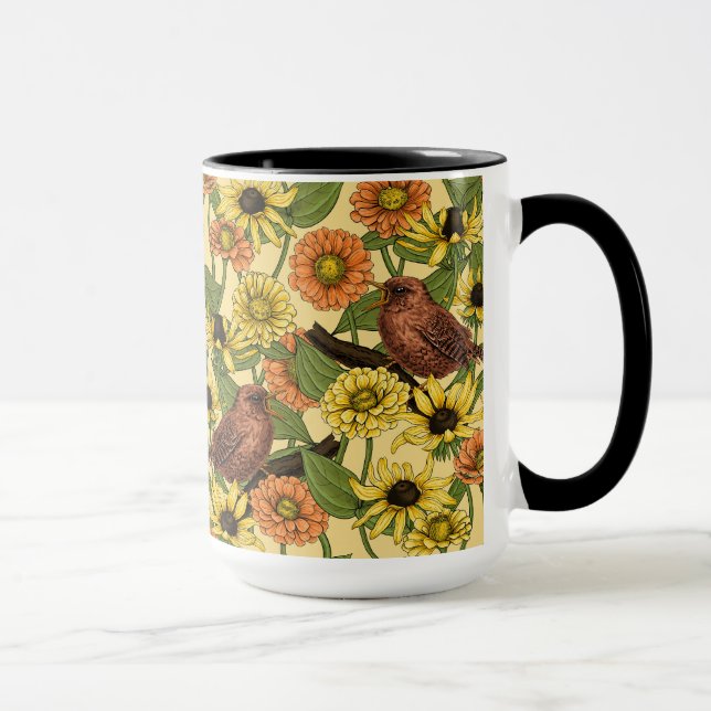 Mug Wens et fleurs sur jaune pâle (Droite)