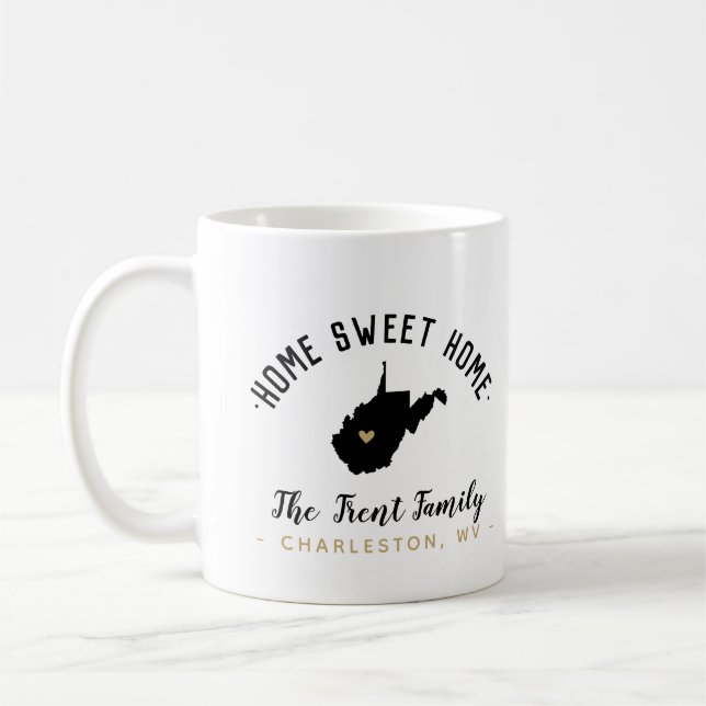 Mug West Virginia Home Sweet Home Famille Monogramme M (Gauche)