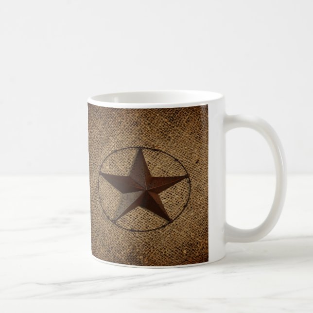 Mug Western Country Rustic Burlap Primitif Texas Star (Droite)