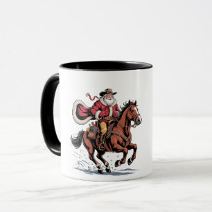 Mug Western Riding Rodeo Horse Cowboy Père Noël Noël