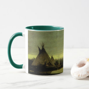 Mug Western vintage, Camp indien à l'aube par Tavernie