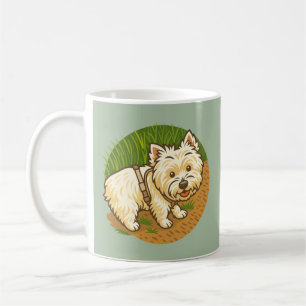 Mug Westie heureux sur le sentier de la nature