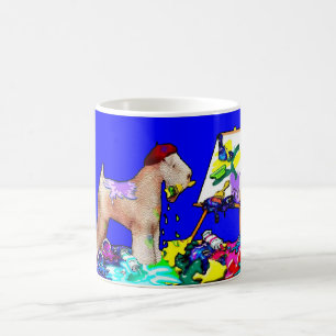 Mug Wheaten Terrier : "Le Peintre" (Bleu)