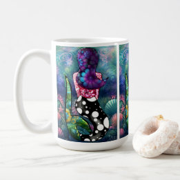 Mug Whimsical Abstract Mermaid Nautical Teal Seashells