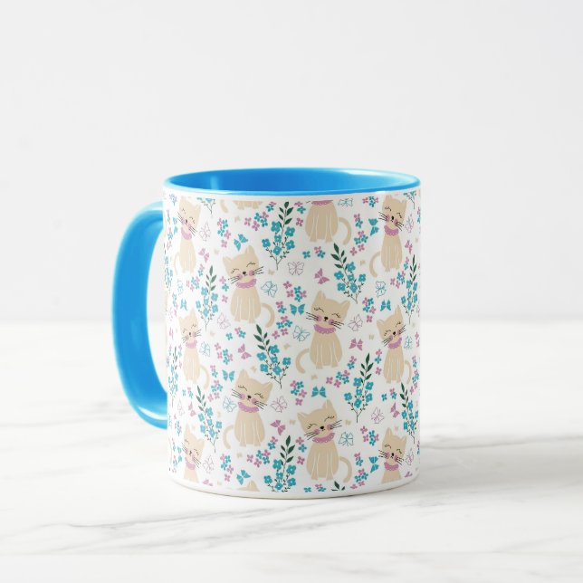 Mug Whimsical Cat and Butterfly Line Art (Devant gauche)