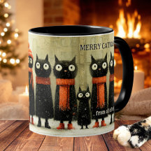 Whimsical Cat Art Merry Catmas Christmas