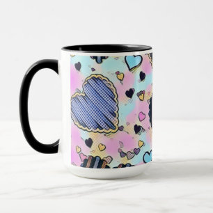 Mug Whimsical coeurs mignons dessin coloré