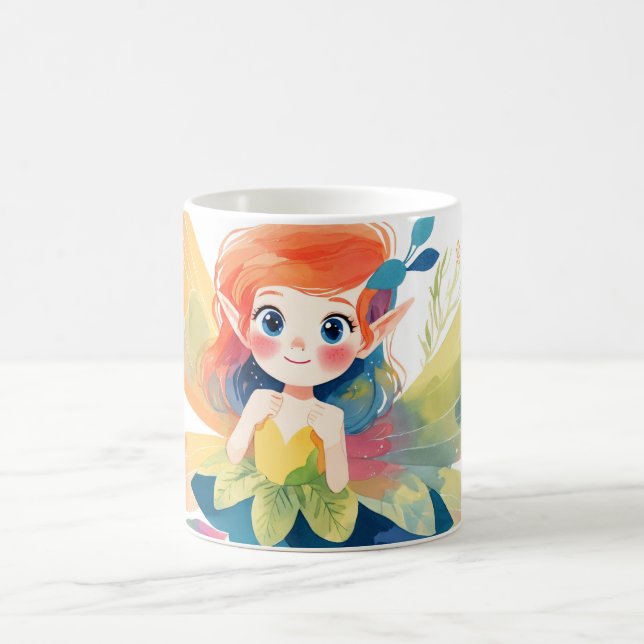 Mug Whimsical Fairy in Blooming Flower Garden (Centre)