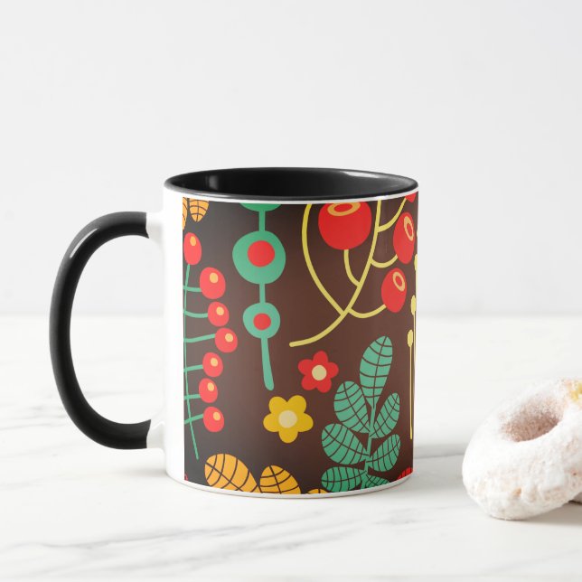 Mug “Whimsical Forest with a Golden Bird** (Avec donut)