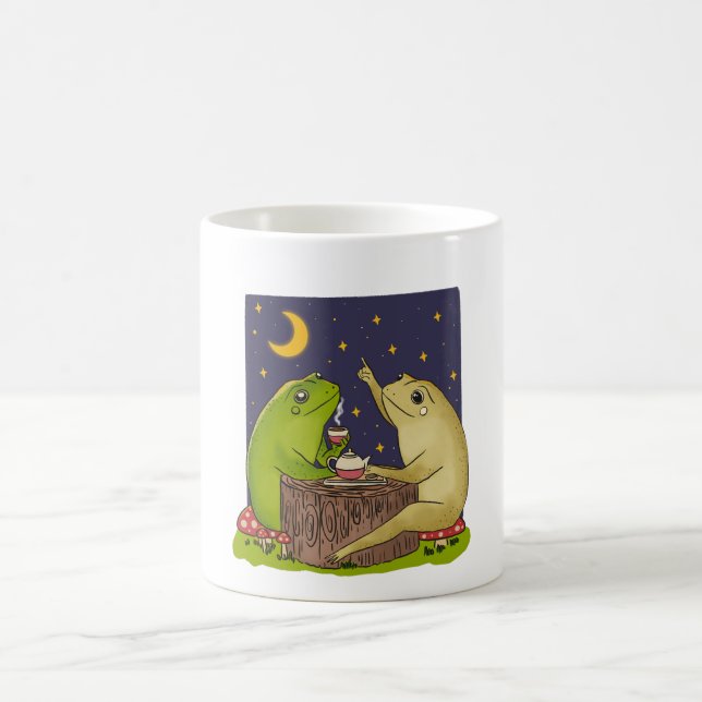 Mug Whimsical Frogs Tea Party At Night Illustration (Centre)