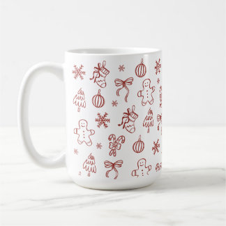 Mug Whimsical Hand Drawn Doodle Red