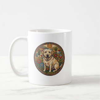 Mug Whimsical Naive Art Yellow Labrador