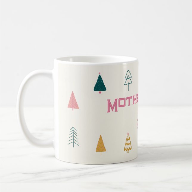 Mug Whimsical Pink & Green Christmas Tree Baby Shower (Gauche)