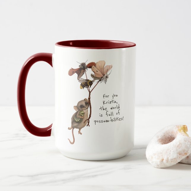 Mug Whimsical Possum Moth et Bee Kid's Farewell Card (Avec donut)