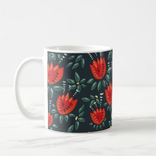 Mug Whimsical Red Tulips Floral Art - Printemps Abstra