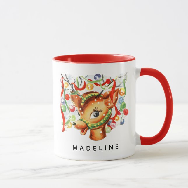 Mug Whimsical Retro Vintage Reinder Noël (Droite)