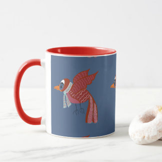Mug Whimsical winter bird with scarf