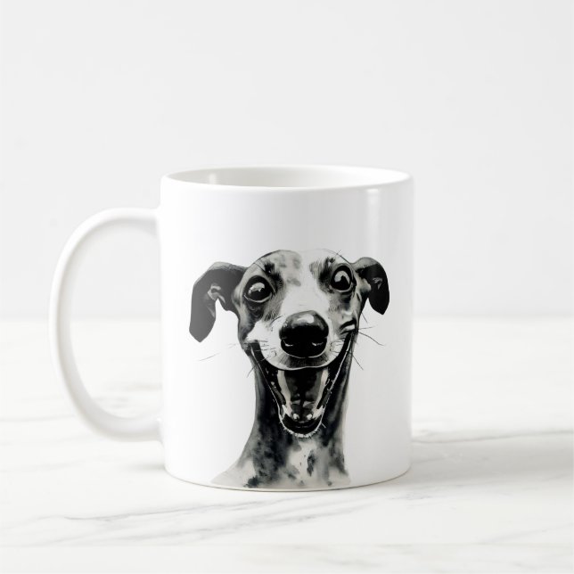 Mug Whippet noir et blanc | Cute Greyhound (Gauche)