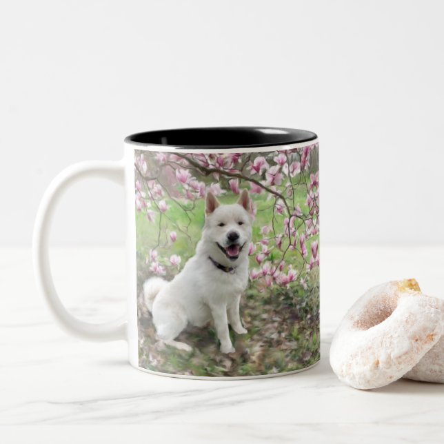 Mug - White Akita (With Donut)