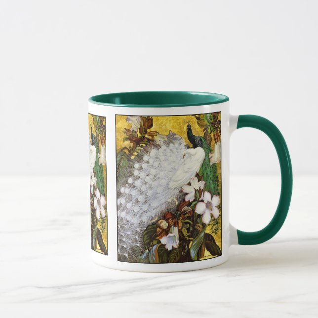 Mug:  White and Blue Peacocks Mug (Right)