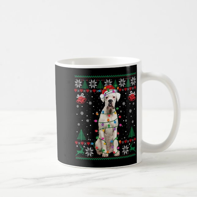 Mug White Boxer Dog Ugly Christmas Sweater Funny Xmas  (Droite)