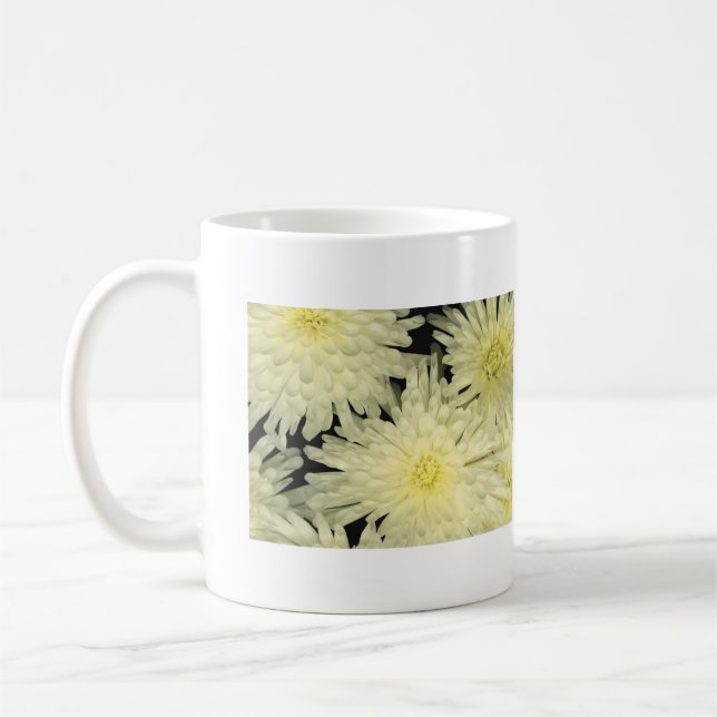 Mug, WHITE CHRYSANTHEMUMS LIKE STARS Coffee Mug (Left)