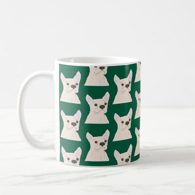 Mug White French Bulldog, Stripes (Gauche)