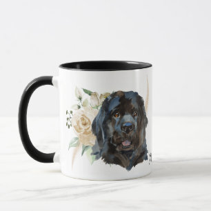 Mug White Rose Bouquet Newfoundland Dog