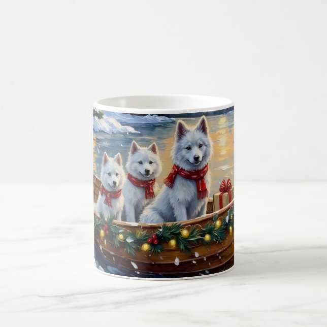 Mug White Samoyed Christmas Boat Holiday (Centre)