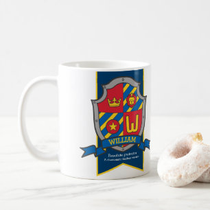 Mug William lettre W heraldry chevalier nom de lion si
