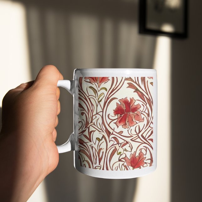 Mug William Morris Aquarelle or rouge Brown ivoire (Créateur téléchargé)