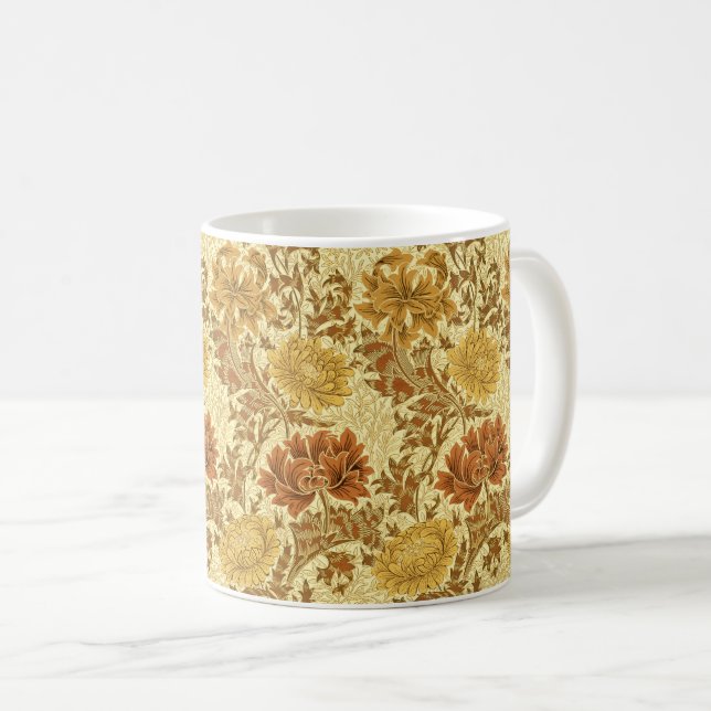 Mug William Morris Chrysanthemums, Or de la moutarde (Devant droit)