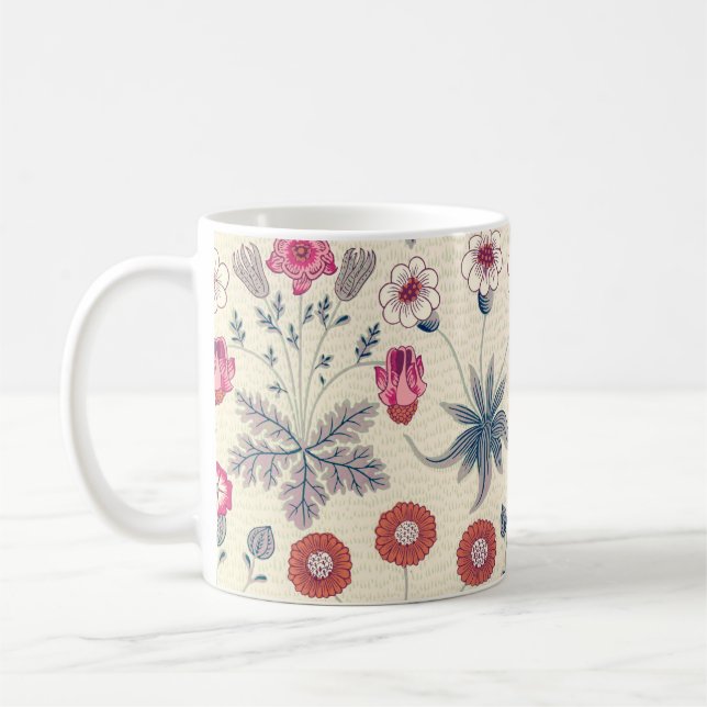 Mug William Morris Daisy Motif floral Orange rouge (Gauche)