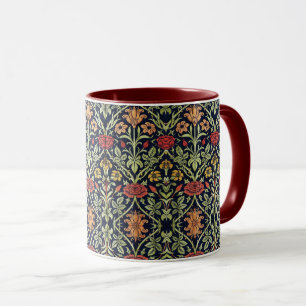 Mug William Morris Fleurs Feuillage Vert Jaune Rouge R