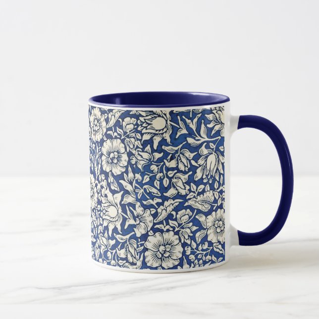 Mug William Morris Fleurs Mallow Floral Bleu Blanc Bla (Droite)