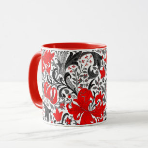 Mug William Morris Iris et Lily, noir, blanc et rouge
