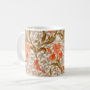 Mug William Morris Irises, Coral Orange, Brown & Beige