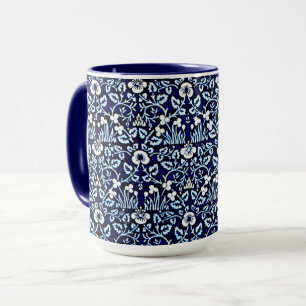 Mug William Morris motif, Eyebright, marine et blanc