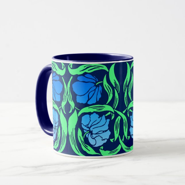 Mug William Morris Pimpernel, Cobalt Blue et Green (Devant gauche)